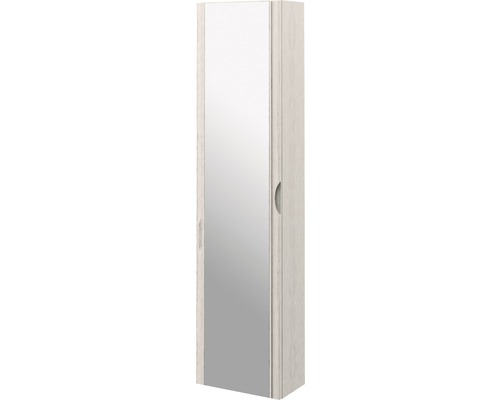 Armoire haute Baden Haus New York Avril 140x35 cm chêne blanchi avec miroir