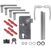 Ensemble de serrures à mortaiser avec poignée de porte, cylindre, clés et matériel de fixation