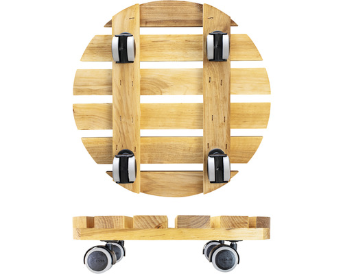 Support à roulettes en bois pour pots de fleurs