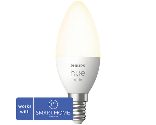 Philips hue Kerzenlampe White dimmbar weiss E14 5,5W 470 lm warmweiss- neutralweiss 1 Stk - Kompatibel mit SMART HOME by hornbach