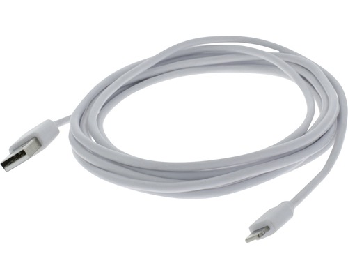 Câble USB 8 pins / USB 250 cm textile blanc