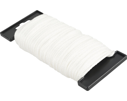 Mamutec Corde Paraloc polyester Ø 3 mm x 30 m blanc Cordeau de maçon blanc sur bobine en plastique noire