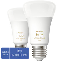 Philips hue Lampen White Ambiance Starter-Set dimmbar matt 3x A60 E27/8W(75W)  1100 lm 2200- 6500 K inkl Bridge + Dimmschalter + 3 Lampen - Kompatibel mit  SMART HOME by hornbach - HORNBACH
