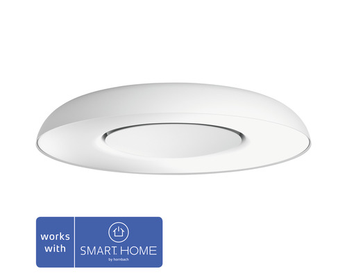 Plafonnier Philips hue White Ambiance à intensité lumineuse variable 22,5W 2400 lm blanc chaud-blanc lumière du jour hxØ 71x391 mm Still blanc avec variateur - Compatible avec SMART HOME by hornbach