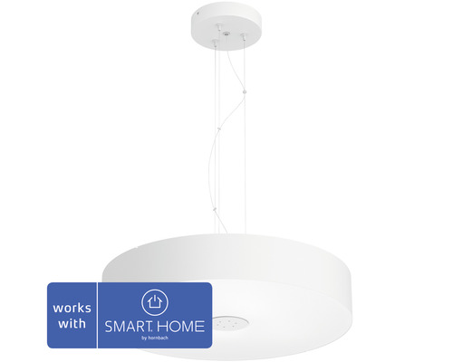 Suspension Philips hue White Ambiance à intensité lumineuse variable 25W 3000 lm blanc chaud-blanc lumière du jour lxØ 1500x444 mm Fair blanc avec variateur - Compatible avec SMART HOME by hornbach