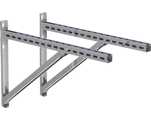 Console murale Jeremias DW-ECO/FU type 393 longueur de construction 750mm Deux équerres d''étagère en métal avec un motif perforé.