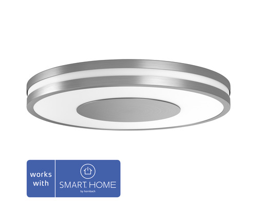 Plafonnier Philips hue White Ambiance à intensité lumineuse variable 22,5 W 2400 lm Ø 34,8 cm argent avec variateur - Compatible avec SMART HOME by hornbach