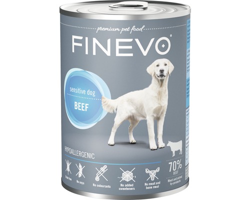 Pâtée pour chiens FINEVO Sensitive Dog Bœuf pur 800 g, monoprotéine, Singleprotein