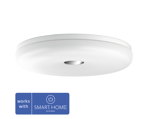 Plafonnier Philips hue White Ambiance à intensité lumineuse variable 23W 2400 lm blanc chaud-blanc lumière du jour HxØ 59x360 mm Struana blanc avec variateur; compatible avec SMART HOME by hornbach