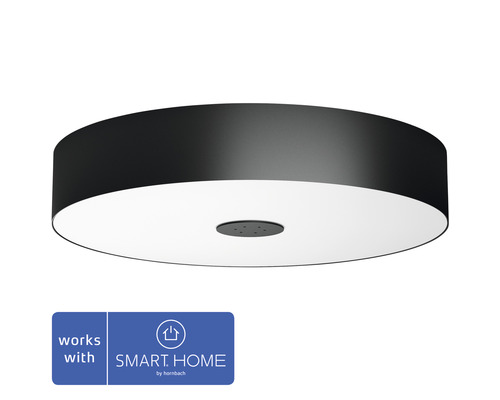 Plafonnier Philips hue White Ambiance à intensité lumineuse variable 25W 3000 lm blanc chaud-blanc lumière du jour HxØ 99x444 mm Fair noir variateur inclus - Compatible avec SMART HOME by hornbach