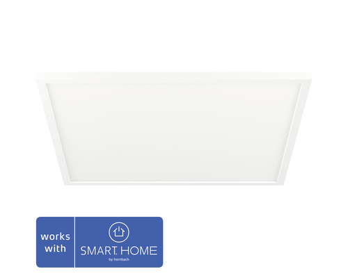 Panneau Philips hue White Ambiance à intensité lumineuse variable 46,5W 3550 lm blanc chaud-blanc lumière du jour carré Hxlxp 600x600x46 mm Aurelle blanc variateur inclus - Compatible avec SMART HOME by hornbach