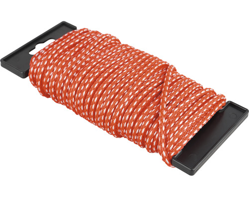 Mamutec Corde Paraloc polypropylène Ø 4 mm x 20 m rouge/blanc Cordeau de maçon sur support noir