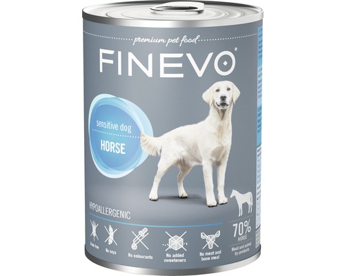 Pâtée pour chiens FINEVO Sensitive Dog Cheval pur 800 g, monoprotéine, Singleprotein