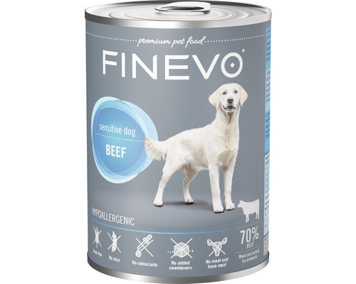 Pâtée pour chiens FINEVO Sensitive Dog Bœuf pur 400 g, monoprotéine, Singleprotein