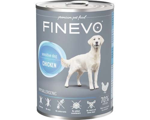 Pâtée pour chiens FINEVO Sensitive Dog Poulet pur 400 g, monoprotéine, Singleprotein