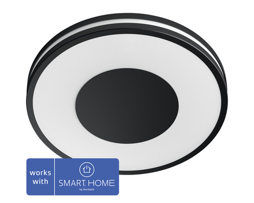 Plafonnier Philips hue White Ambiance à intensité lumineuse variable 22,5 W 2400 lm Ø 34,8 cm noir avec variateur - Compatible avec SMART HOME by hornbach