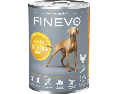 Nourriture humide pour chiens Active Dog FINEVO poulet avec carottes 400 g