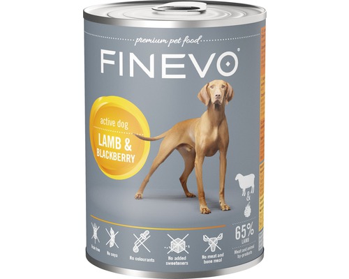 Nourriture humide pour chiens Active Dog FINEVO agneau avec des mûres 400 g