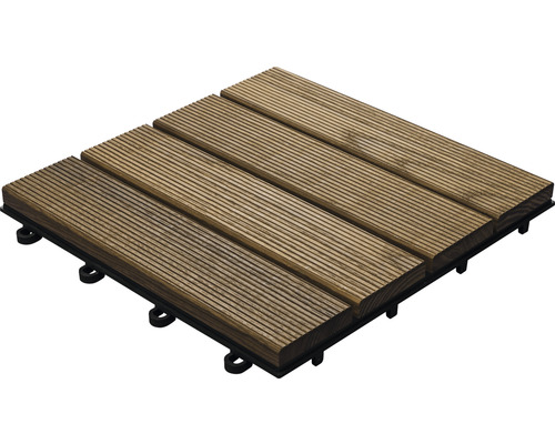 Terrassendiele aus Holz mit Kunststoffunterkonstruktion