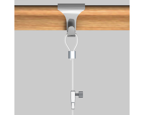 Système d''accrochage de tableaux sur une latte en bois