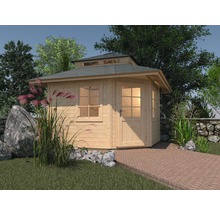 Gartenhaus weka 149 5-Eck mit Dachaufsatz und Fussboden 318 x 318 cm natur