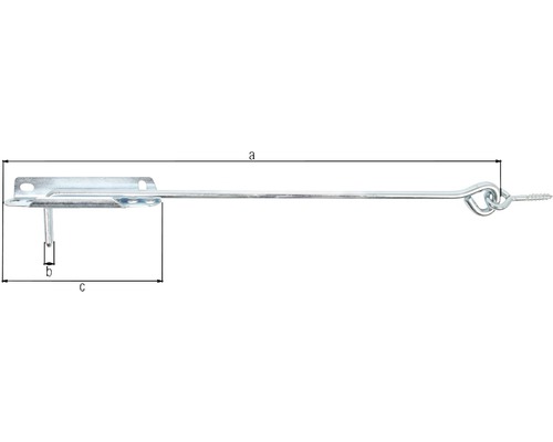 Loquet de porte avec vis et indications de dimensions