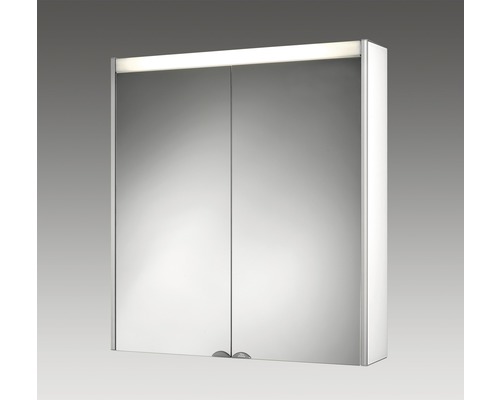 Jokey Spiegelschrank DekorAlu BxHxT 65.5 x 71.5 x 15.5 cm weiss/alufarben Spiegelschrank mit Beleuchtung und zwei Türen