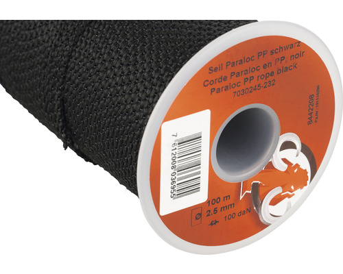 Mamutec Corde Paraloc polypropylène Ø 2,5 mm x 100 m noir Corde Paraloc en polypropylène noire, longueur 100 mètres et diamètre 2,5 millimètres