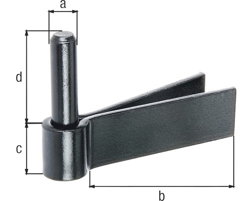 Gonds de portail avec dimensions a, b, c et d pour le montage de portails