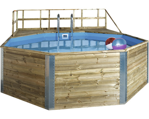 Piscine hors sol en bois Weka 593B octogonale 571x471x116 cm sans accessoires pin