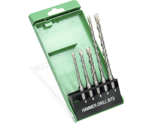 Hammerbohrer-Set mit verschiedenen Größen in grüner Verpackung
