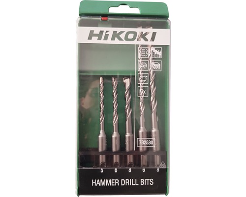HiKOKI Hammerbohrer Set mit verschiedenen Größen in einer Verpackung.