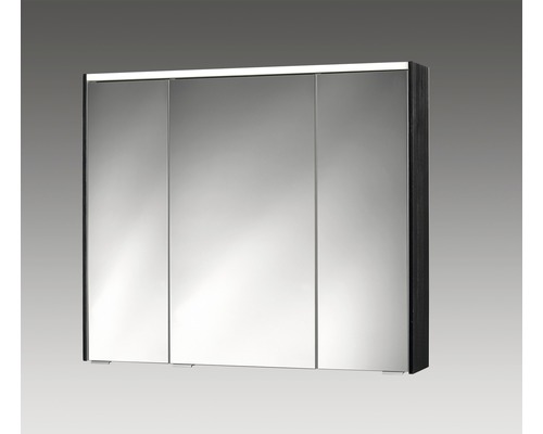 Armoire de toilette à LED Sieper Khalix lxhxp 90x74x15 cm aspect bois foncé Armoire de toilette à trois portes pour la salle de bain