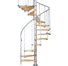 Wendeltreppe mit Holzstufen und Geländer