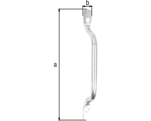 Image d''une poignée de porte avec les dimensions a et b.