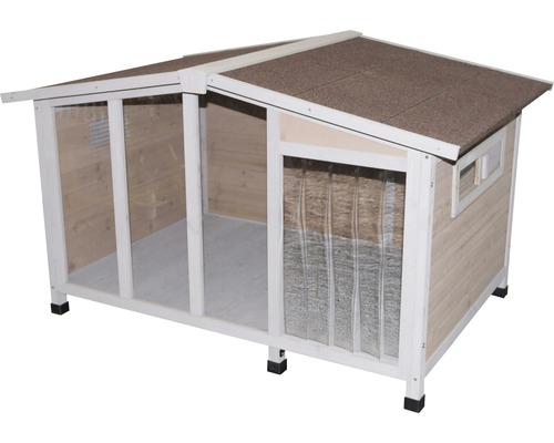 Hundehütte aus Holz mit Dachpappe