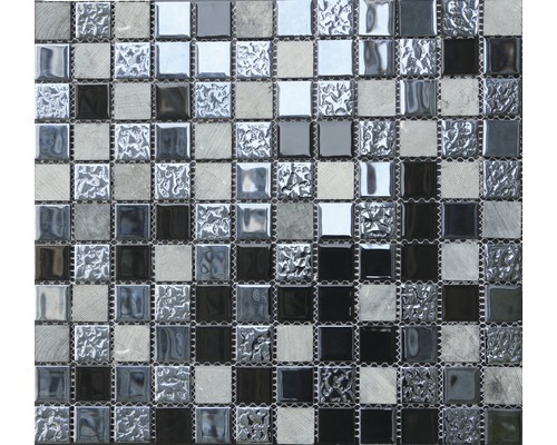 MIRAVA Glas-Naturstein Mosaik schwarz BxLxS 30.5x32.5x0.4 cm