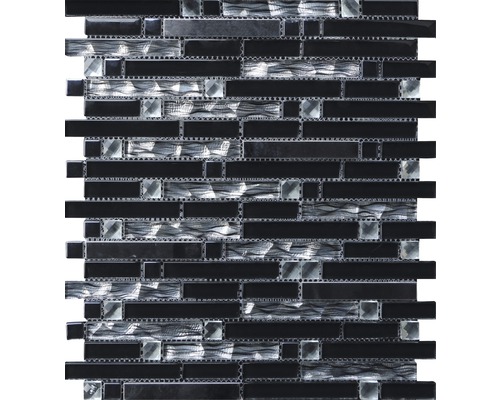 MIRAVA Glas-Aluminium Mosaik schwarz BxLxS 30x34x0.8 cm Mosaikfliese aus Glas und Naturstein