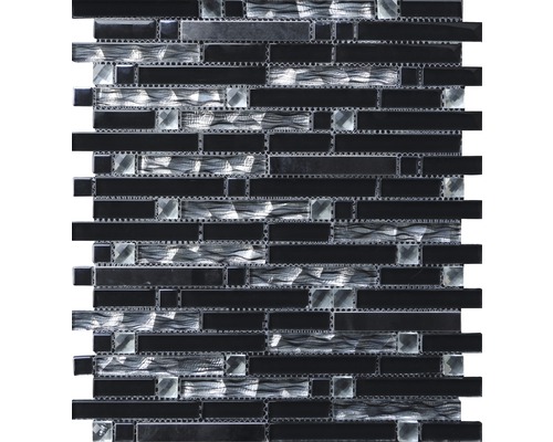 MIRAVA Glas-Aluminium Mosaik schwarz BxLxS 30x34x0.8 cm