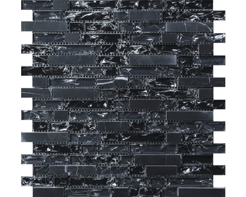 MIRAVA Glas-Stein Mosaik schwarz BxLxS 29.8x30.5x0.8 cm Mosaikfliese aus Glas und Naturstein