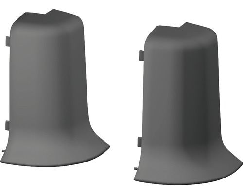 Aussenecken für Klemm-Sockelleiste mit Kabelkanal 50 mm dunkelgrau