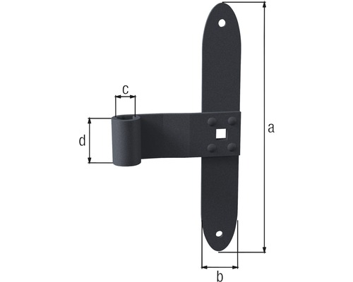 Illustration d''une charnière de portail avec indications dimensionnelles