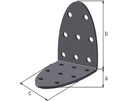 Winkelverbinder mit Löchern und Maßangaben