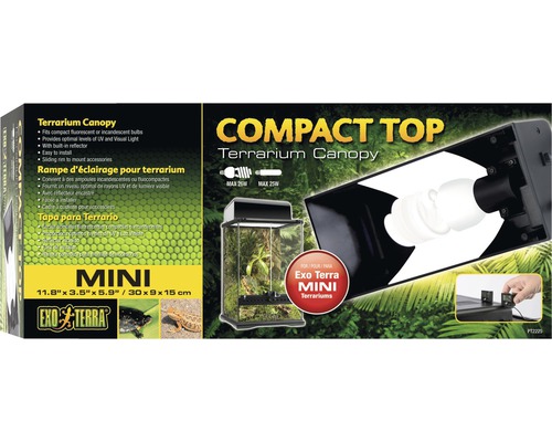 Couvercle de terrarium Exo Terra Compact Top pour lampes fluorescentes compactes ou ampoules à incandescence
