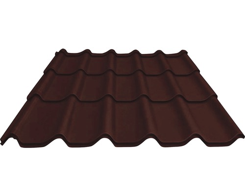 Tuile métallique PRECIT brun chocolat RAL 8017 1100 mm x 1170 mm x 0,5 mm