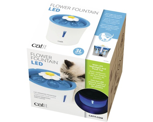 Fontaine à fleurs Catit avec veilleuse LED et dessus de pétale dans l''emballage
