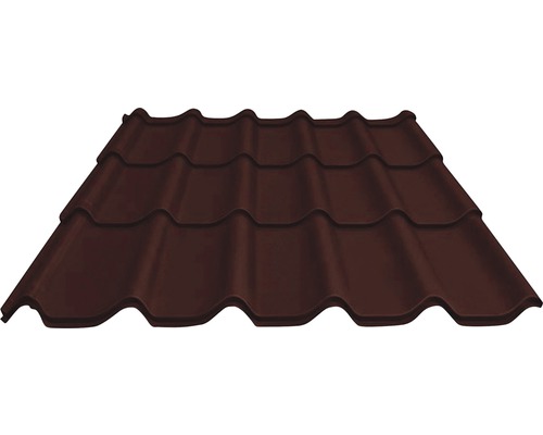 Tuile métallique PRECIT brun chocolat RAL 8017 2160 mm x 1170 mm x 0,5 mm