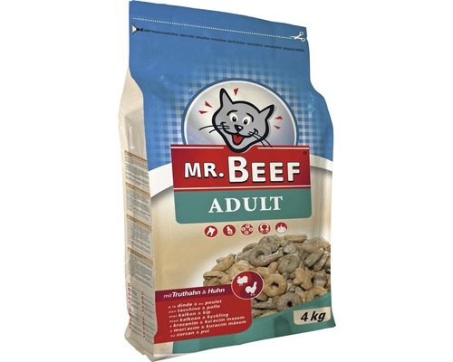 Mr. Beef Katzenfutter Adult Truthahn & Huhn 4 kg Mr Beef Adult Katzenfutter mit Truthahn und Huhn in 4 kg Packung