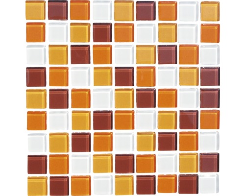 Mosaïques de verre, orange-marron 30 x 30 cm Carreaux de mosaïque en verre de forme carrée