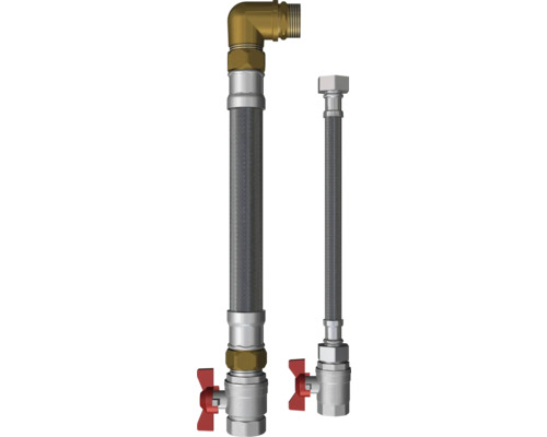 Zwei Sanitärrohre mit Absperrventilen